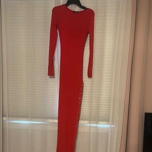 Fashion Nova Red Long Sleeve Bodycon Dress